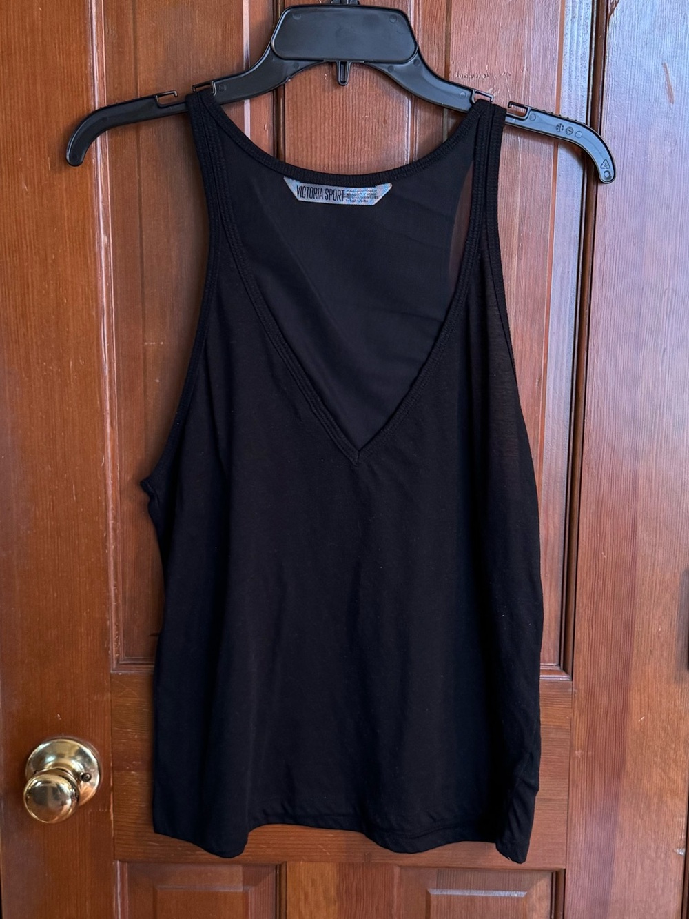 Victoria Sport Black Sheer V-Neck Racerback Tank